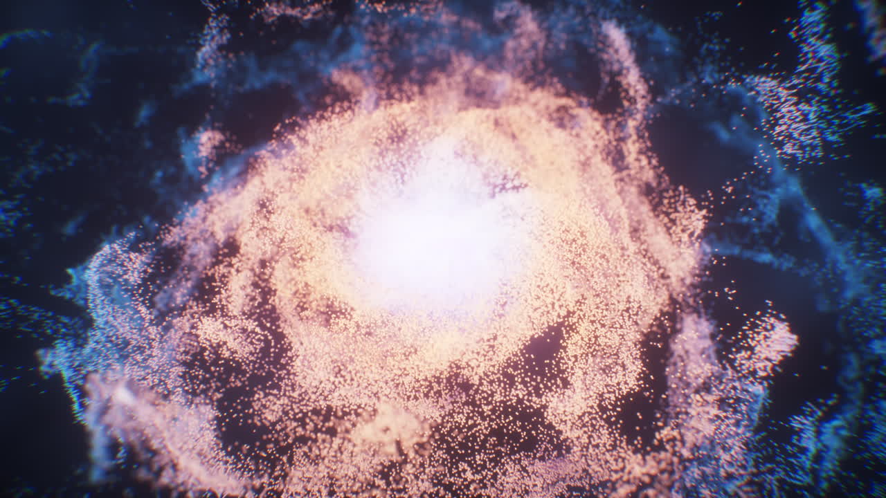 fantástico fondo de partículas densas que fluyen, renderización en 3d.