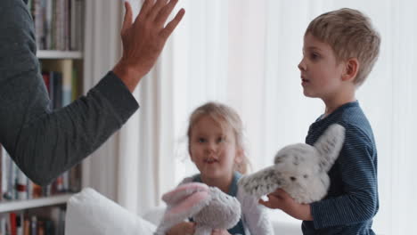 happy family dancing at home having fun dance celebrating together little children celebrate with mother and father enjoying exciting weekend 4k