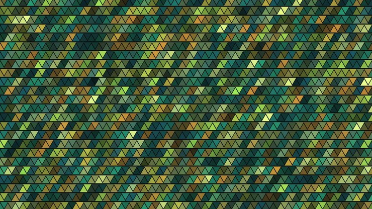 Abstract Geometric Pattern with Shifting Green and Yellow Triangles
