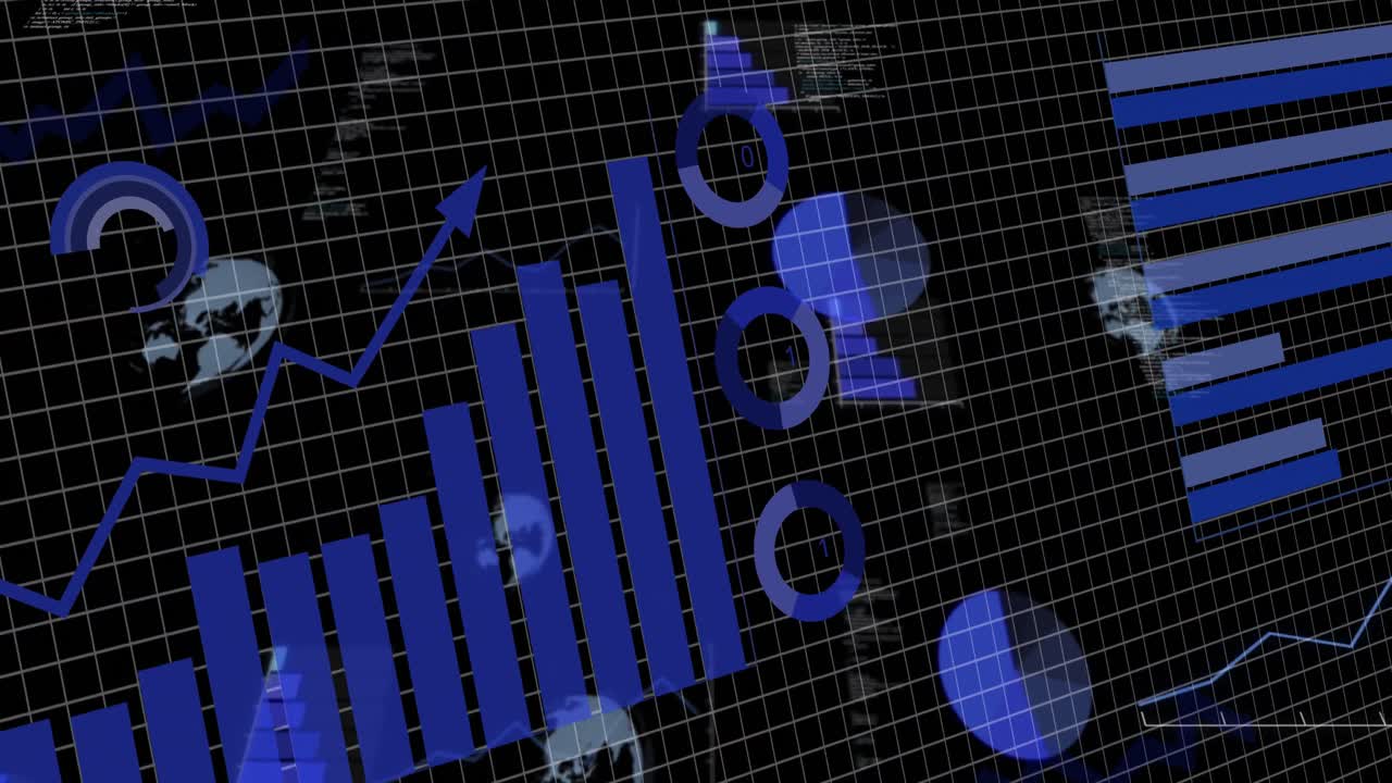 animación del procesamiento de datos financieros a través de la red
