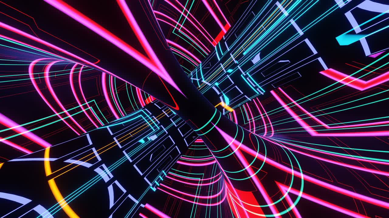 VJ loop Abstract surreal neon background flashing multicolored lights.