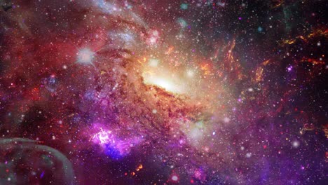 a galaxy and nebula cloud in a dark, star-studded universe