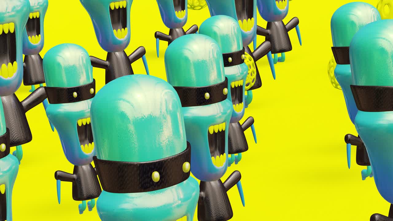 최소한의 창조적 인 3d 예술, 기하학적 추상 공간에서 애니메이션 된 세련된 스터 객체, 유행 색상 조합, 역학, 루프 모션, 4k 비디오.