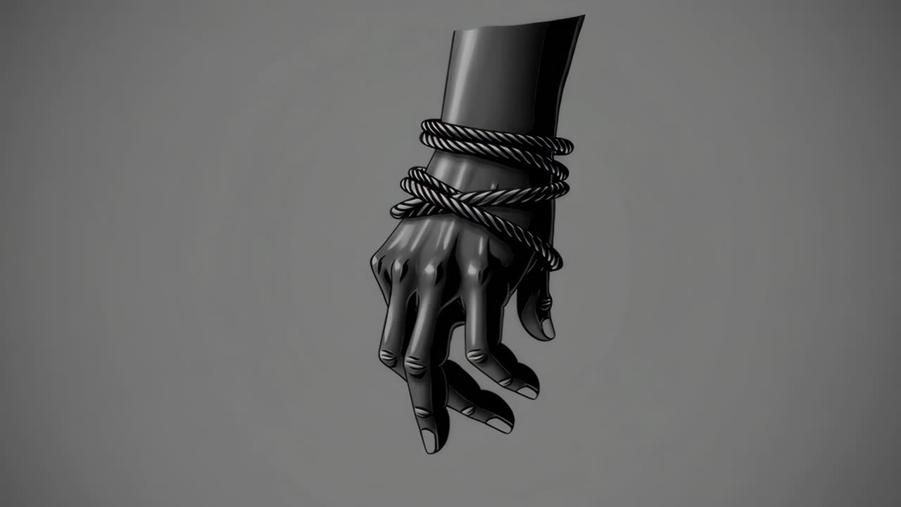Bound Hand in Monochrome Illustration