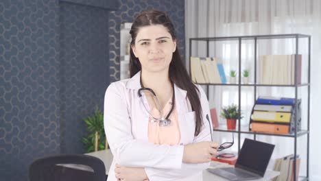 successful female doctor looking at camera.