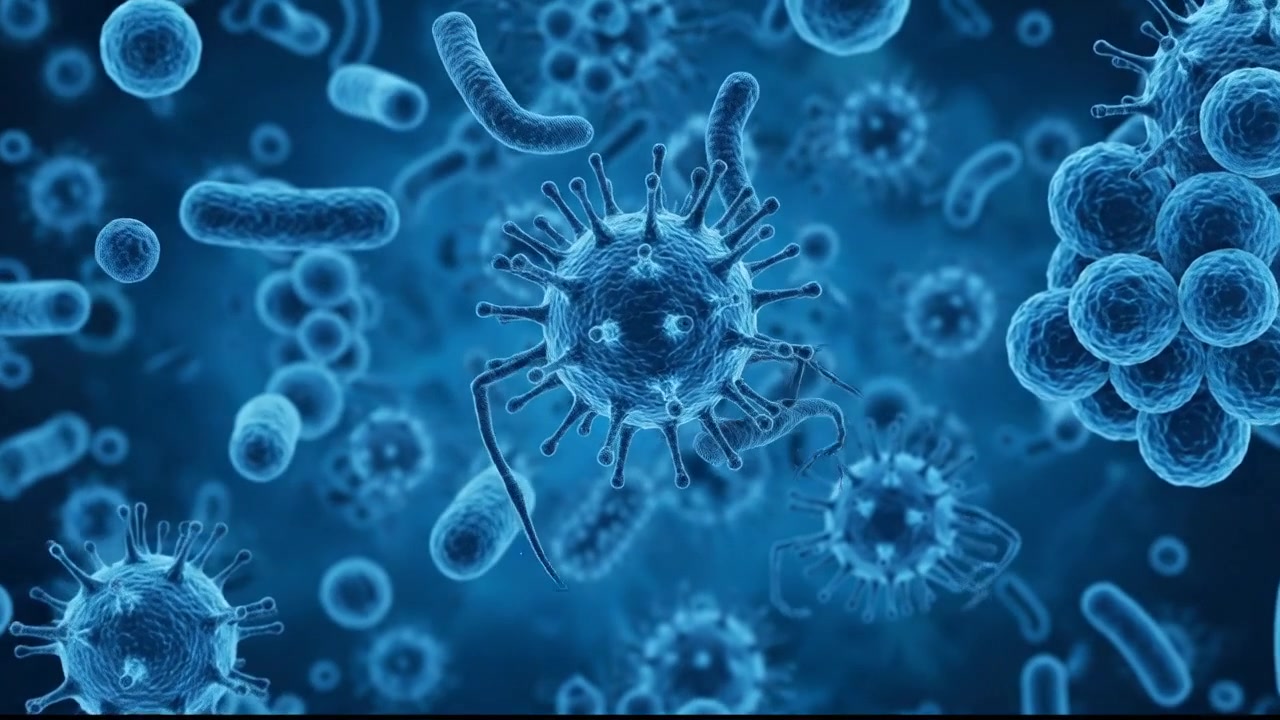 Vista microscópica de células biológicas activas