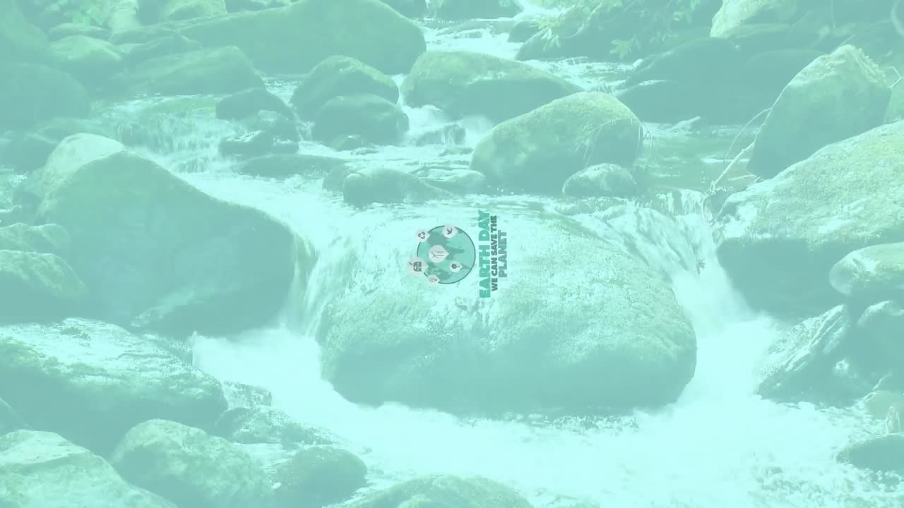 숲 속의 바위 위에 있는 지구의 날 텍스트의 애니메이션