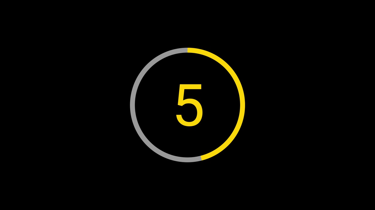 Animated 10 Second Digital Countdown Timer on Black Background