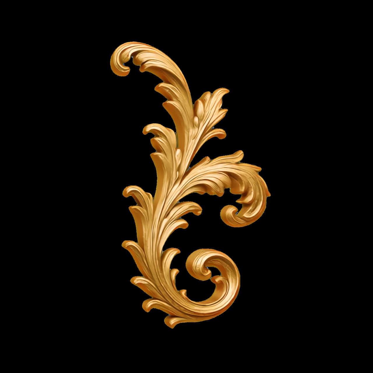 Elegant gyllene barockutsmyckningsanimering, isolerad tillgång, transparent 4K-video, alfakanal