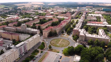 Poruba-Hlavni-Trida-aerial-forward-city-pan-shot