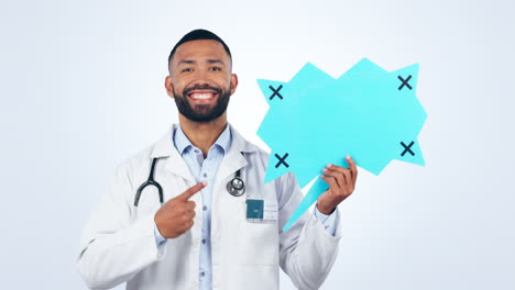 médico, burbuja del habla y espacio en la comunicación