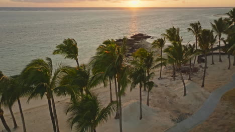 aerial drone view of sunrise at the beach