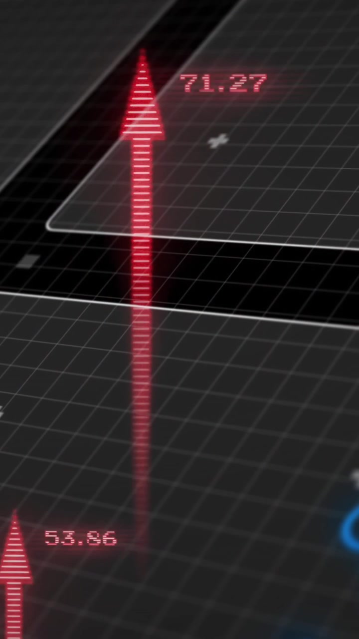 Animation of arrows and data processing over screens