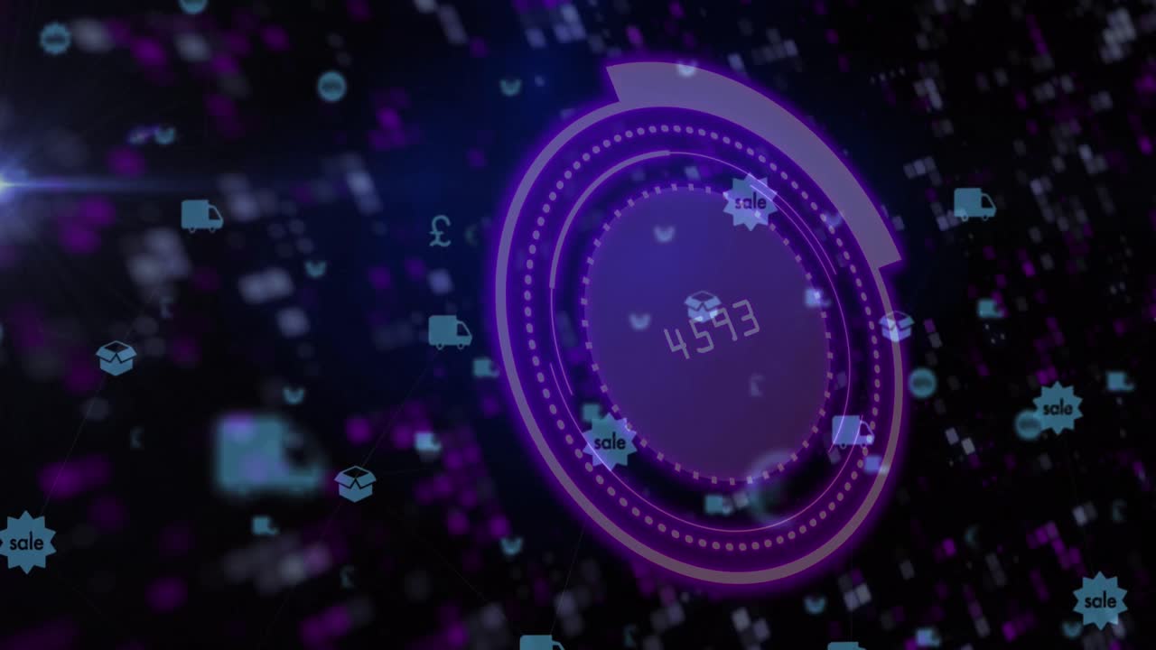Animation of scope scanning and icons over moving columns