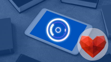 animación de escaneo de alcance y corazón a través de teléfono inteligente