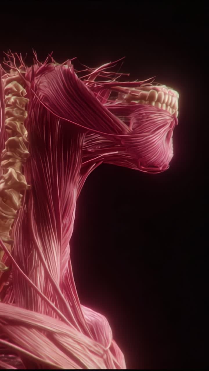 Una straordinaria visualizzazione dell'anatomia equina: esplorando l'intricata muscolatura e struttura del collo e della testa di un cavallo in alta definizione.