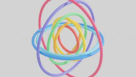 anillos multicolores en un fondo blanco. objeto animado de bucle sin costuras