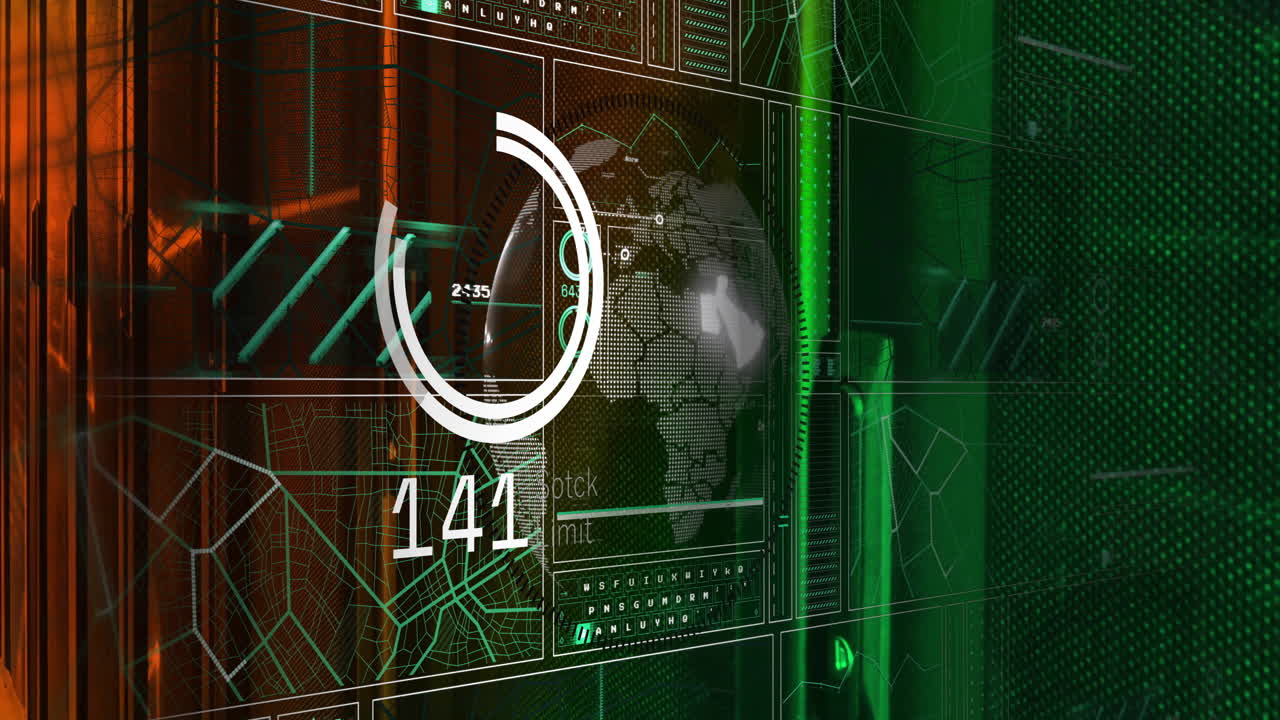 procesamiento digital de datos sobre animación de mapas del mundo y patrones geométricos