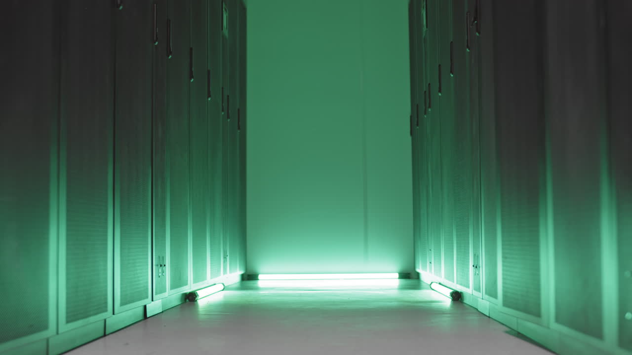 Server Room with Green Lighting