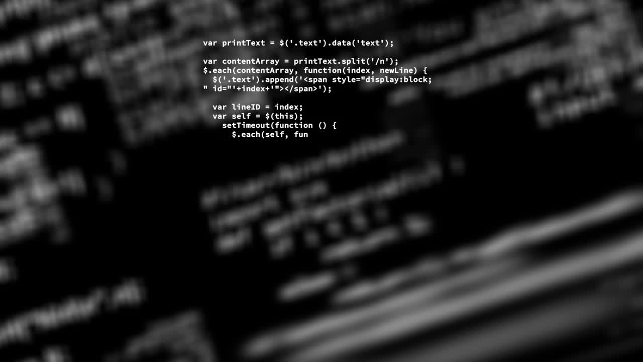 Animation of data processing on black background