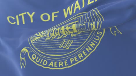 flag of waterbury, city of connecticut, united states of america, slow - loop