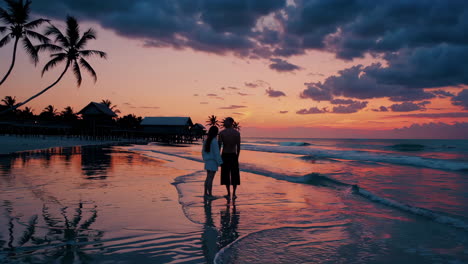 romantic sunset on the beach
