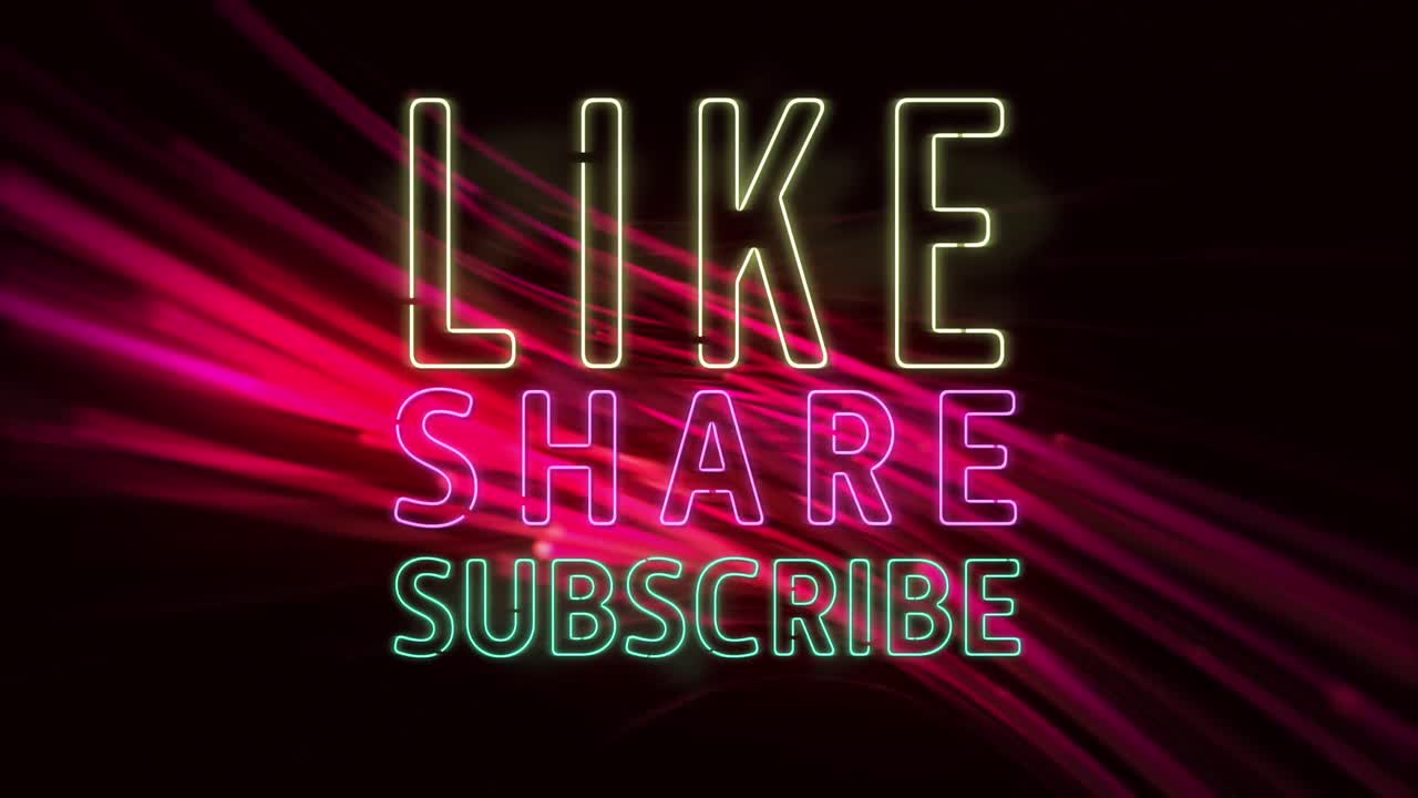 Premium stock video - Animation of like, shapes, subscribe over black ...