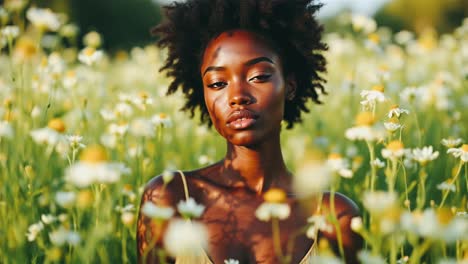 woman in a flower field