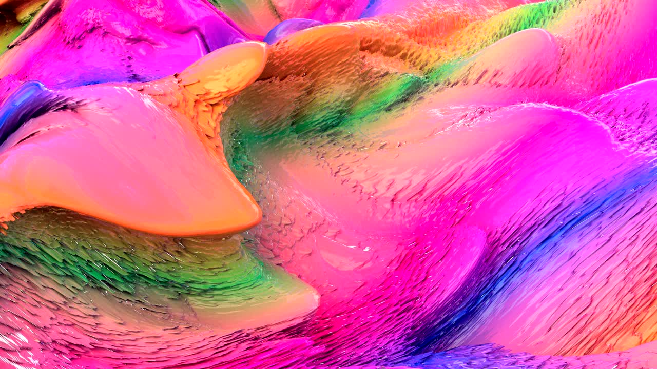 arco iris ondas de pintura vibrante imágenes. flujo de líquido grueso vibrante textura cremosa multicolor de cerca. fluido borroso iridescente animación abstracta sin costuras. fondo de pintura suave mixto video en bucle
