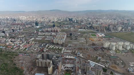 aerial drone shot of ulaanbaatar high altitude in mongolia