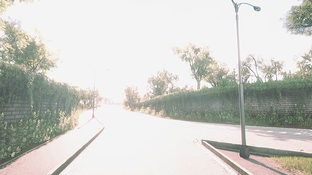 빈 도로 와 유럽 의 아침 빛 을 가진 도시 거리