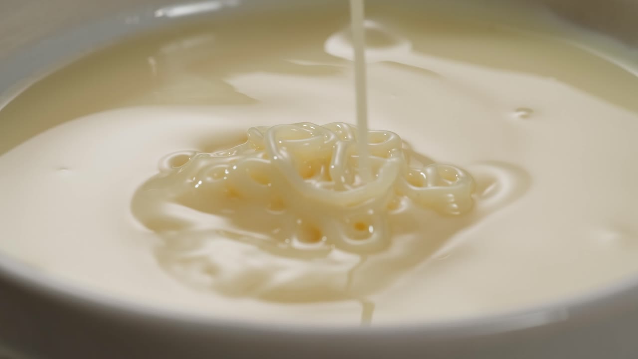 leche condensada con azúcar, abre una lata de un ingrediente cremoso, revelando con éxito su delicioso contenido dentro