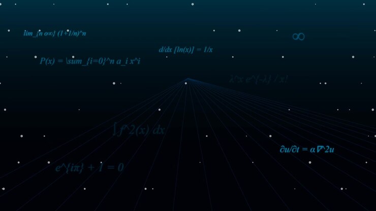 Abstract Mathematical Equations Floating in Digital Space
