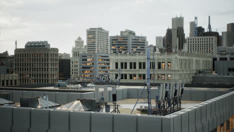 inox chimney on the flat roof in the city