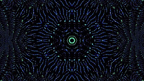light wave abstract dots set blue color kaleidoscope black background