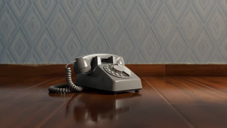vintage rotary telephone on a wooden floor