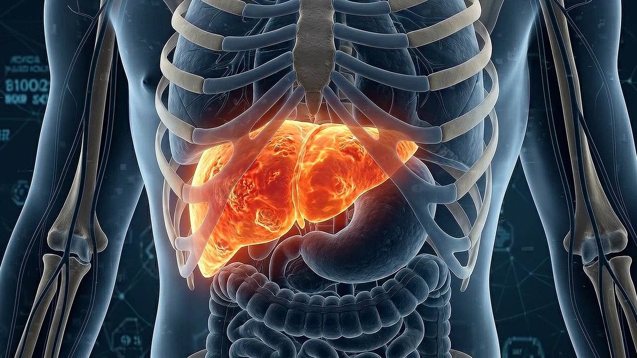 Animazione medica 3D dell'anatomia del fegato umano