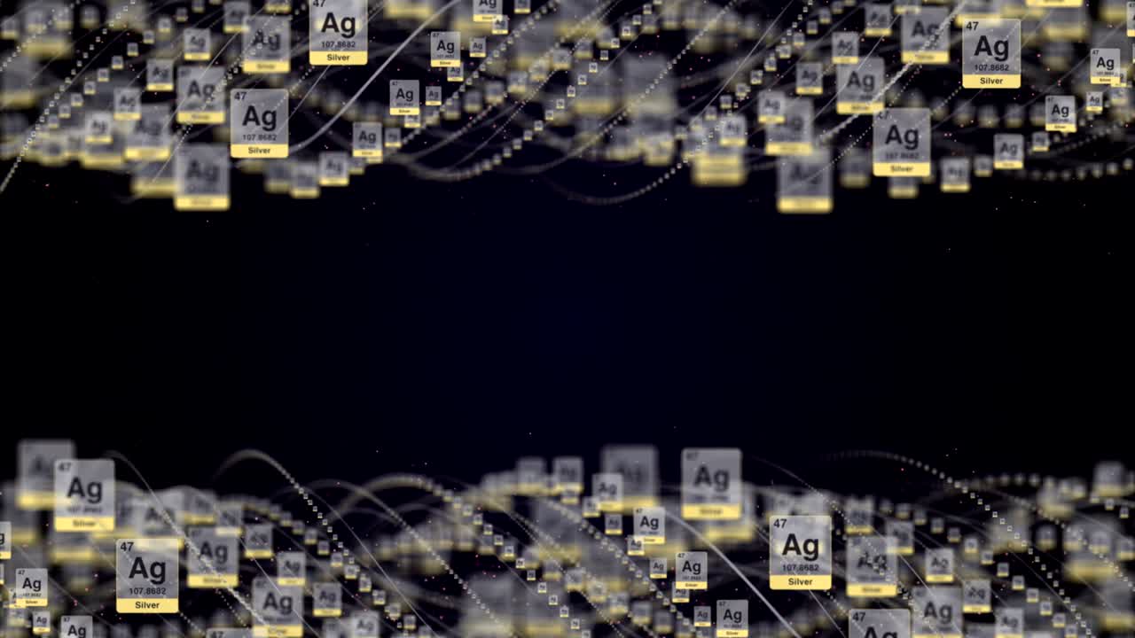 símbolo químico plateado, au, tabla periódica, animación, fondo, representación, bucle