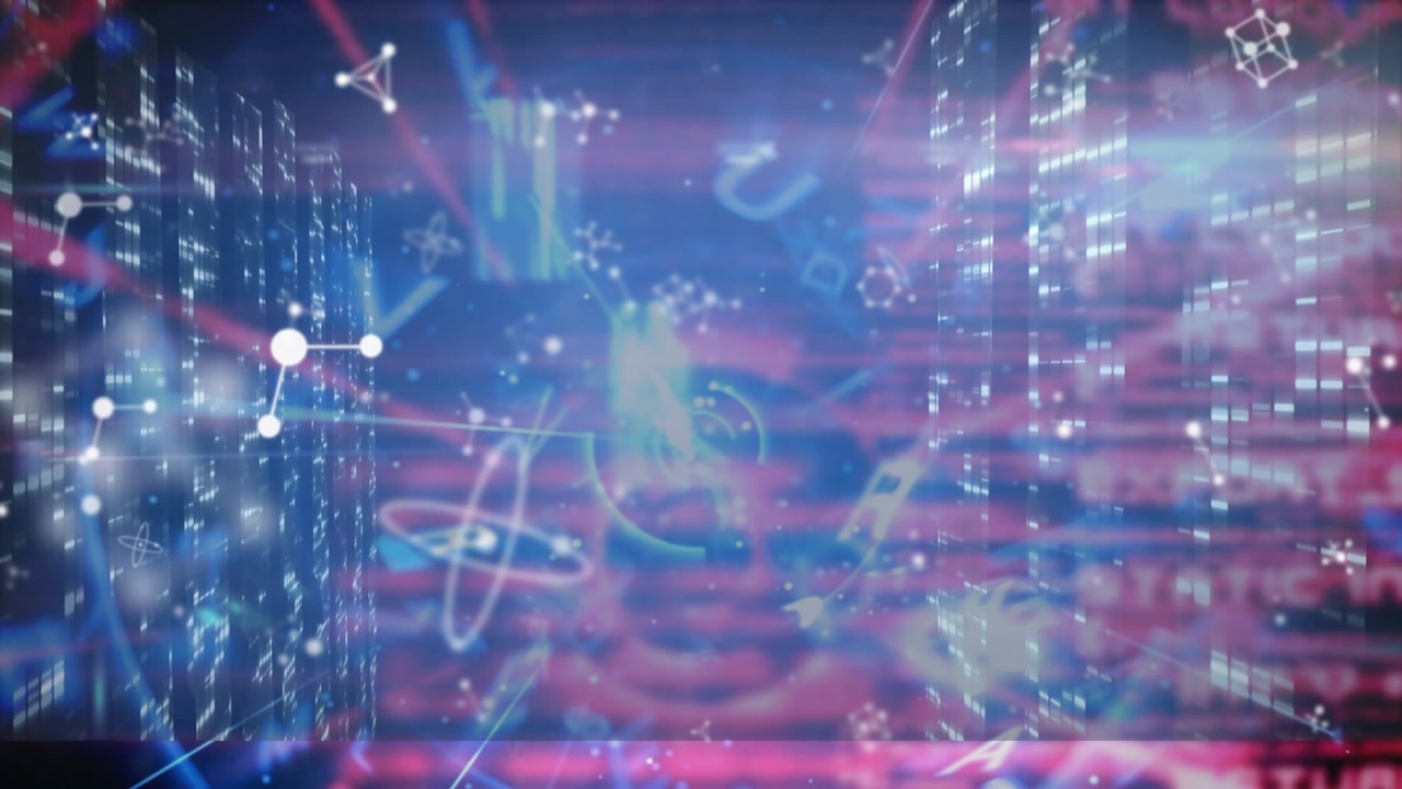 Animation of glowing network of connections over blue background