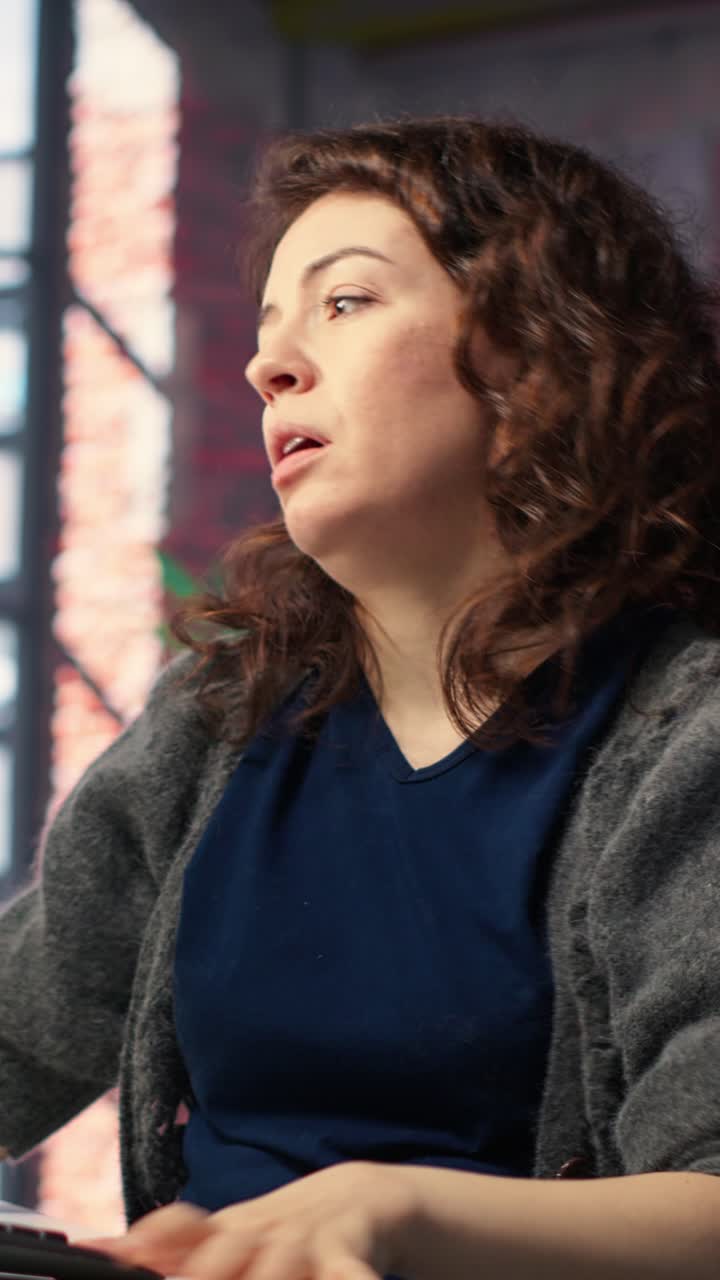 Vertical Video Devastated sad woman losing financial value on stock trading platform