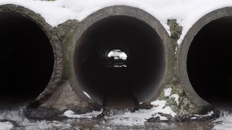 concrete drainage pipes that remove melted snow and ice.