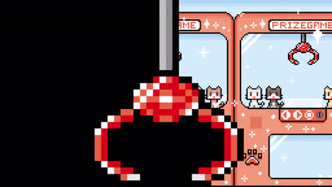 pixel art claw machine game with cute cats