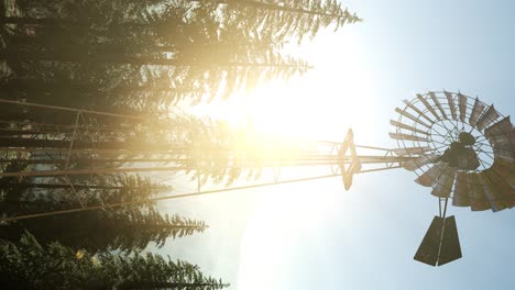 Typische-Alte-Windmühlenturbine-Im-Wald.-Hochformat