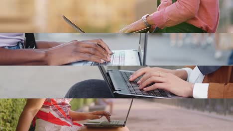 people typing on laptops