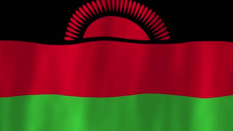 malawi southeastern africa flag country animation 3d symbol design waving in wind movement national patriotism world culture emblem banner republic black red green stripes sun