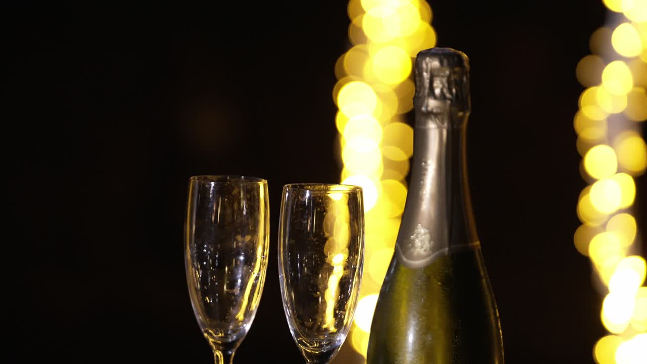 Romantic Champagne Toast at Night