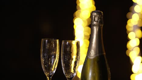 romantic champagne toast at night