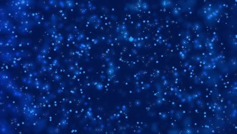 추상적인 움직임 파란색 배경 빛나는 색 입자 및 별, 반이는 반이는 입자 및 bokeh.