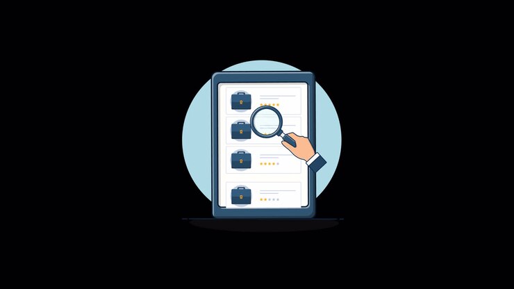 Mano Animata che Cerca e Rivede Elementi su un Tablet Digitale