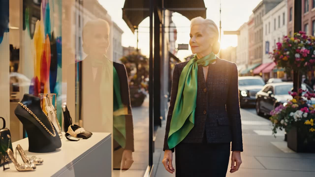 Woman Window Shopping on a City Street